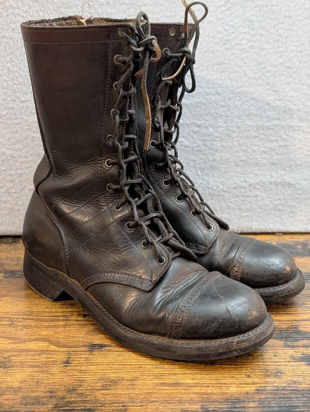 VTG 1956 BF GOODRICH Black Leather Military Combat Boots M48 Sz 7.5-8D M-1948